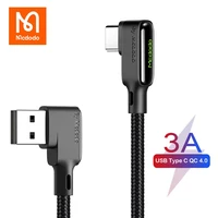 mcdodo usb type c cable 90 degree 3a fast charging charger for huawei p40 xiaomi mi samsung s20 10 9 plus mobile phone wire cord