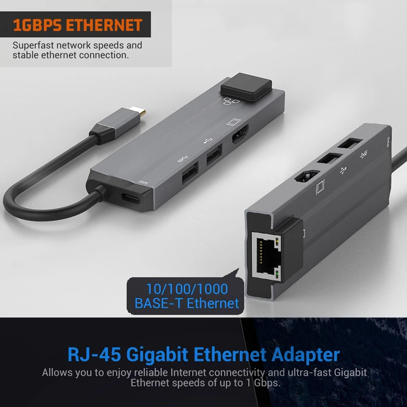 AIXXCO USB C концентратор Тип до 3 0 HDMI RJ45 адаптер док станция для MacBook Pro Huawei Mate 30 1