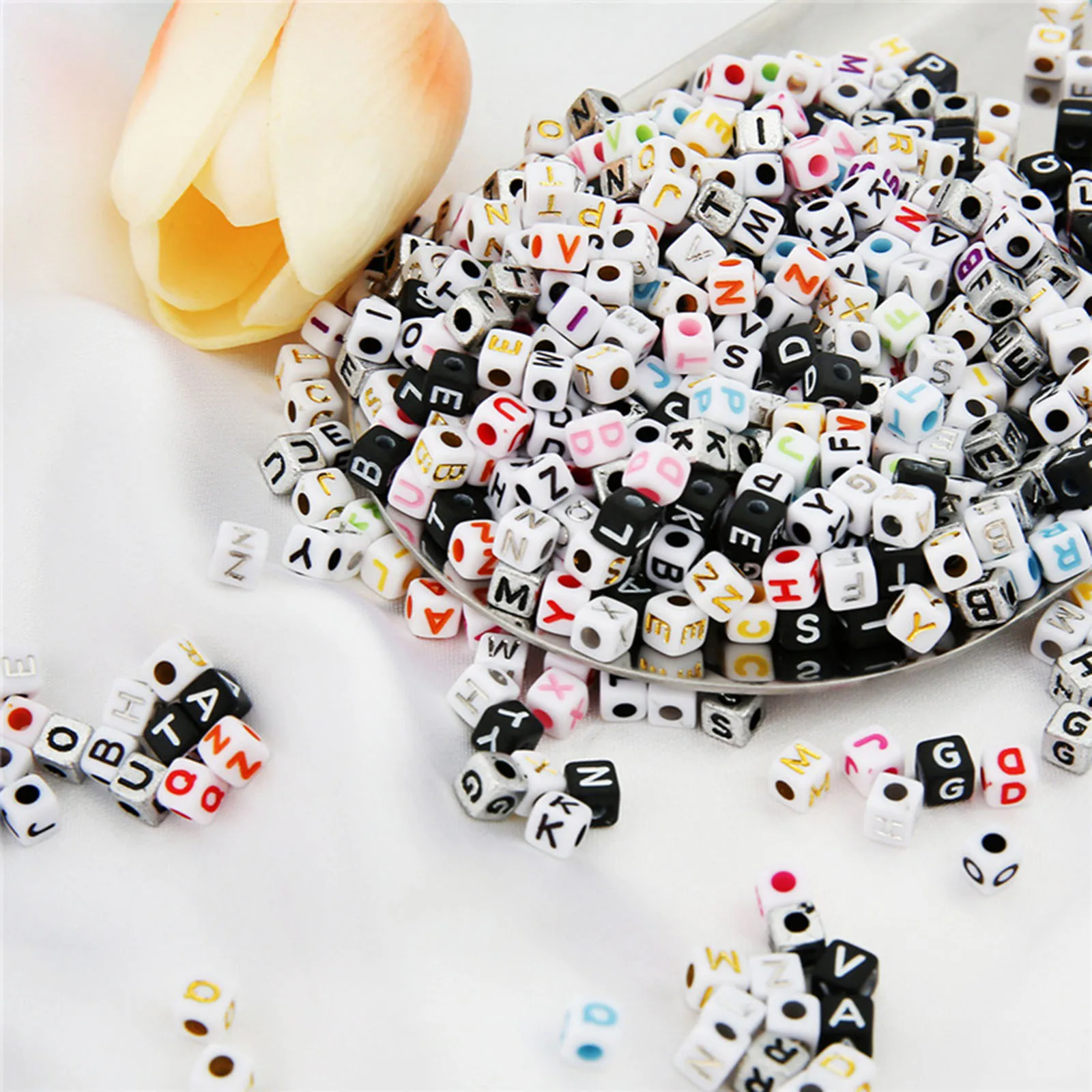 Set of 1200 5mm Sorted Cube Acrylic A-Z Alphabet Letters Beads Mixed DIY Handmade | Украшения и аксессуары