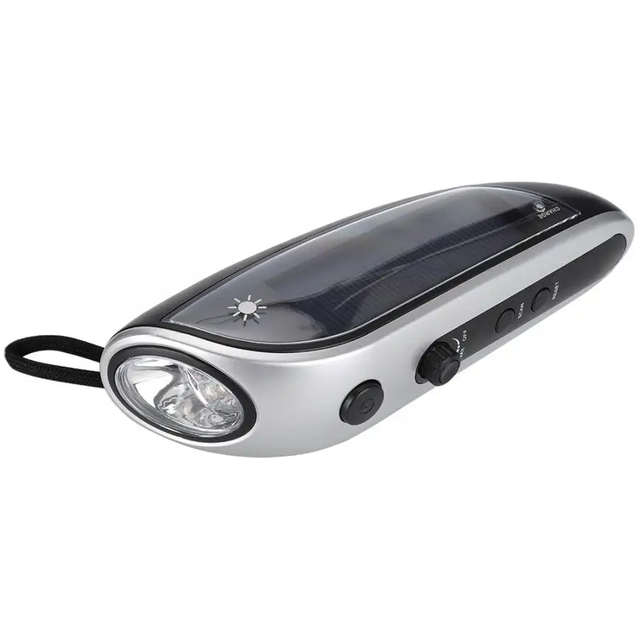 Портативный многофункциональный светодиодный фонарик на солнечной батарее с USB