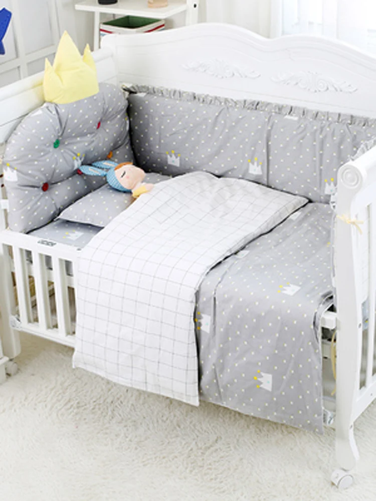 9 pcs/set Crib Bedding Set For Infant Cotton Baby Soft Bed Kit Cot Bumpers Toddler Breathable Newborn Sheet |