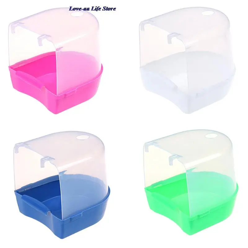 

Plastic Bird Water Bath Box Bathtub Parrot For Parakeet Hanging Bowl