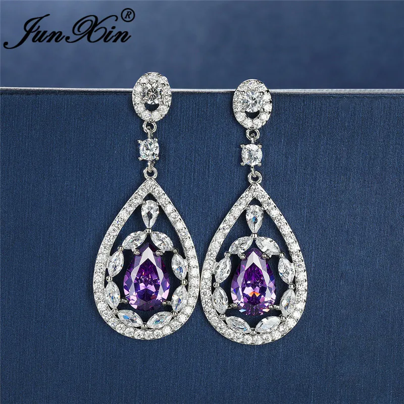 Висячие серьги в богемном стиле с кристаллами форме капли воды для женщин белые