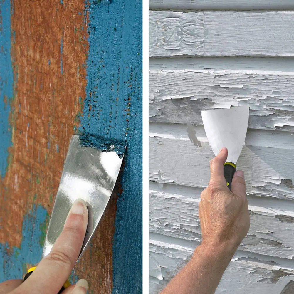 4PCS Wallpaper Scraper Metal Steel Paint Scraper With Anti-Slip Handle Plastering Tools Putty Knife Set With Bag Scraper Blade