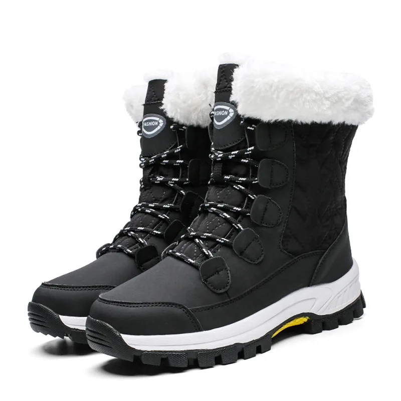 

Snow Boots Women Outdoor Travel Waterproof Non-slip Thick Warm High-top Cotton Shoes Women Mid-tube Boots Winter