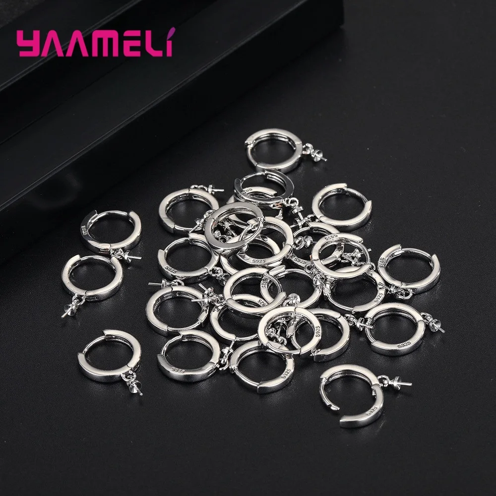 925 Sterling Silver Round Hoop Earrings Making Components Handmade DIY Jewelry Findings Circle Loop with Bail Connector | Украшения и