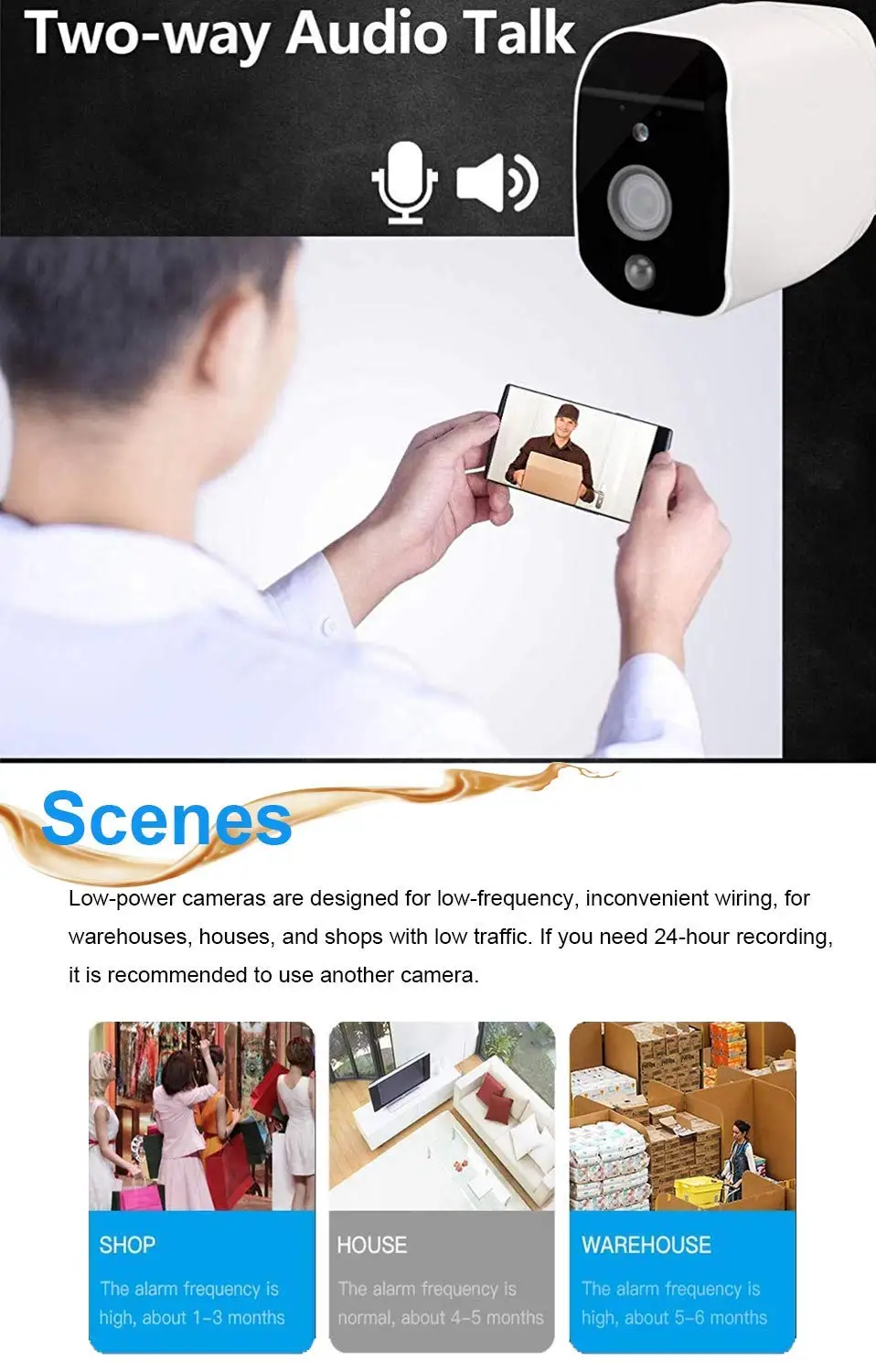 Беспроводная камера безопасности 1080P Wi Fi аккумуляторная с двухсторонним аудио ИК