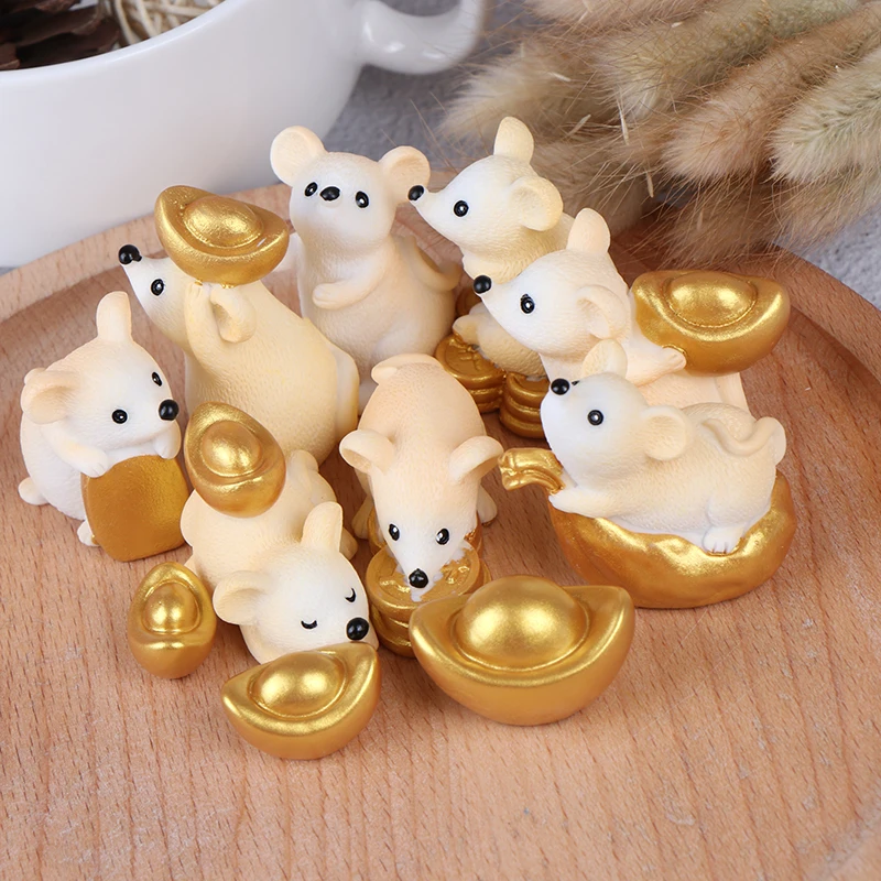 

1/3pcs/set Cartoon Little Figurine Crafts Cute Animal Money Fortune Mouse Bear Ornaments Rich Mice Small Statue Home Decoration