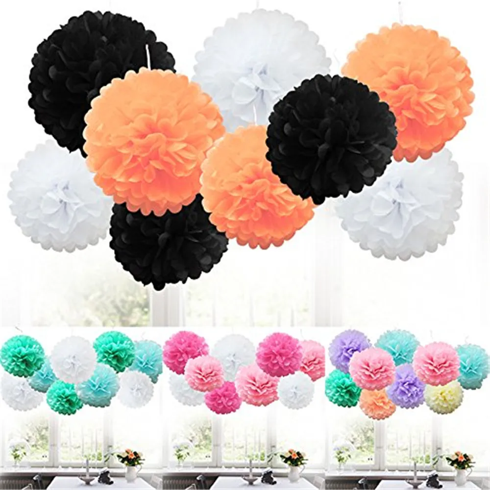 

9pcs Tissue Paper Pompoms Flower BallsChristmas Wedding Party Decoration kids Room Decoration Salon Casa Adornos Para Casa