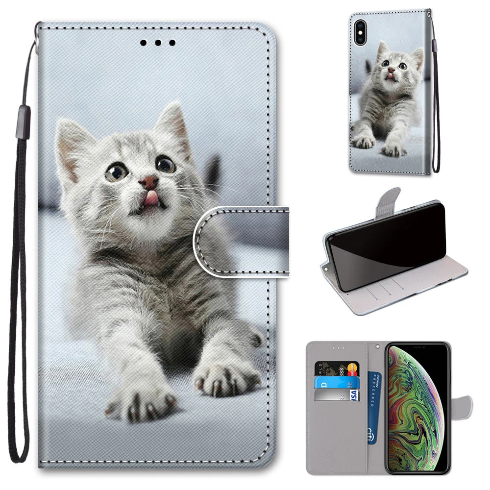 

Cute Cat Animal Pattern Phone Case For Redmi Note 4 4X 4A 5 5A Plus 6 6A 7 7A 8 8A 9 9A 9S 9C 8T Pro Leather Stand Book on Cover