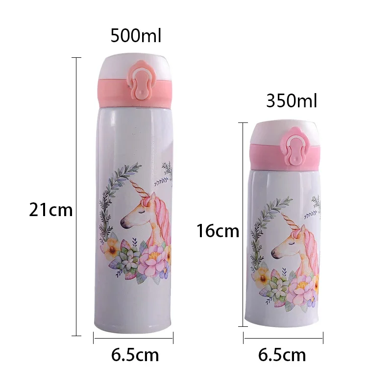 Thermos Cup 500 Ml Stainless Steel Thermal Bottle Cute Unicorn Insulated Hot Water For Children Bouncing Lid Portable | Дом и сад