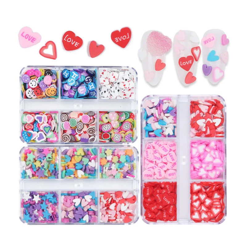 

6 Grids Lemon Strawberry Slices Nail Art Decoration Fruit Polymer Clay Slices DIY Nail Supplies For Professionals Accessories