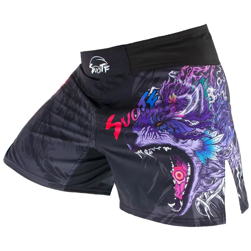 

SUOTF Fierce Wolf Breathable MMA Shorts Shorts muay thai Clothing Tiger Muay Thai Kickboxing Training Fitness Sanda Boxing Short