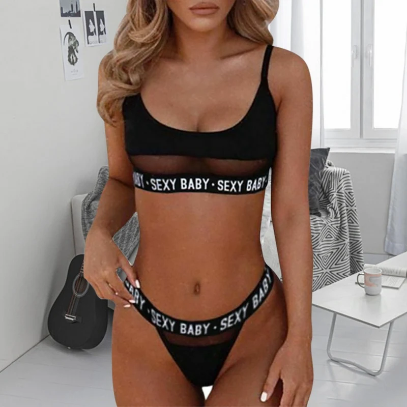 

Muyogrt Women's Bra Set Sexy Ladies Lingerie Babydoll Female Underwear Panties Set Porno Bra+Thongs Panties Women's Intimates