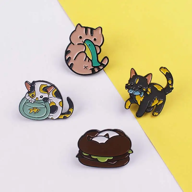 Брошь в виде кошки-пятна милые булавки металлические для одежды значки броши