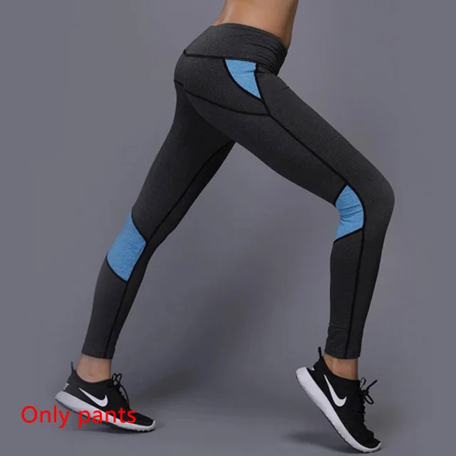 Blue Pants Комплект для йоги OLOEY из 2 предметов, одежда для спортзала, фитнеса, теннисная рубашка+ штаны для бега, облегающие Леггинсы для йоги и тренировок, спортивная одежда для женщин - Цвет: Blue Pants