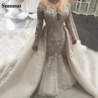 Свадебное платье-Русалка Sumnus, кружевное, с открытой спиной, в африканском стиле