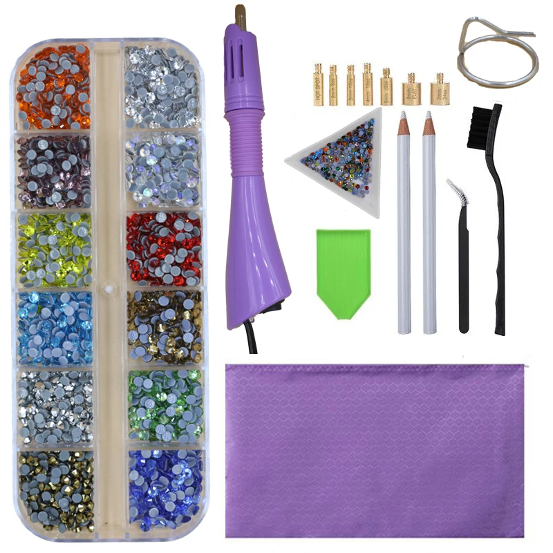 Juego de diamantes de imitaci&oacute;n para fijaci&oacute;n en caliente, unids/caja 2400, aplicador de fijaci&oacute;n en caliente con enchufe UE/EE. UU., cristal y diamantes de imitaci&oacute;n, decoraci&oacute;n Strass de hierro-2