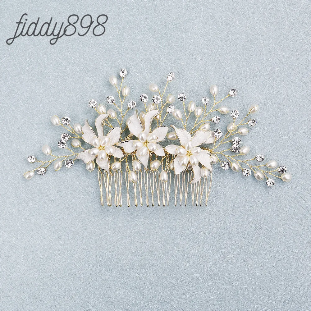 Свадебные аксессуары для волос с жемчугом стразы цветок свадебные гребни tocados de