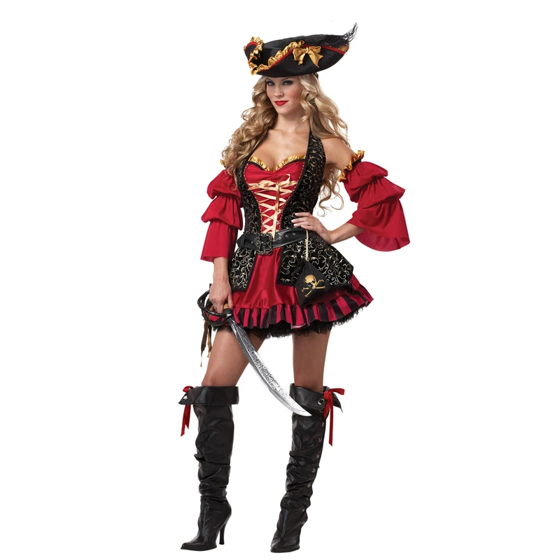 Женский карнавал Хэллоуин Карибские Пираты искусственный капитан Охотничья