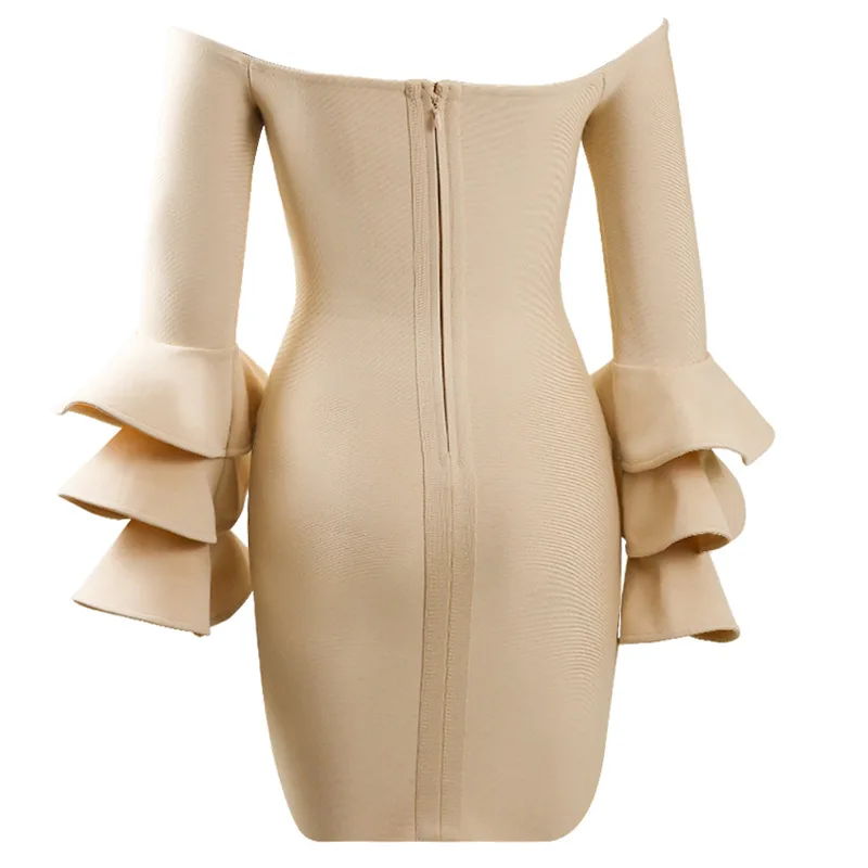 

Dresses for Women 202 Robes de balnt Waist-Tight off-Neck Long Sleeve Bandage Dress Spring summer 2021 dress