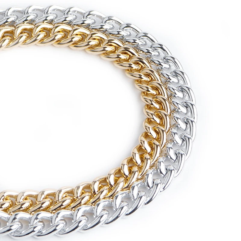 Лента из алюминиевых цепочек шириной 12 мм на 5 метров, цвет родий, для создания панк-ювелирных изделий своими руками.