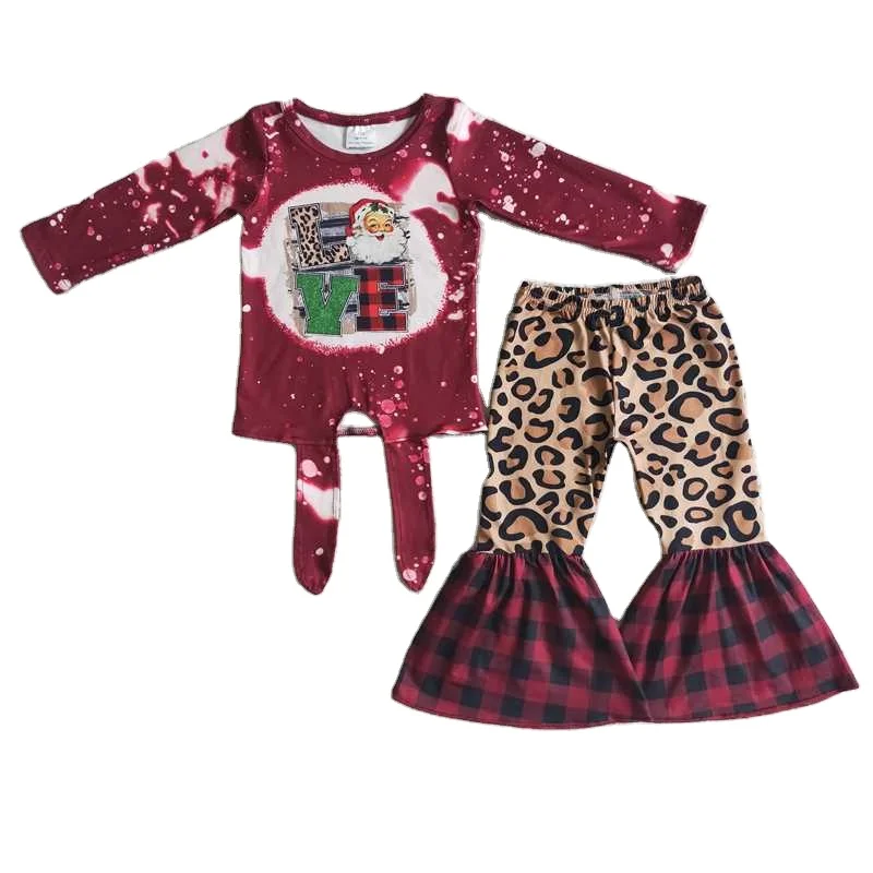 Комплект с длинным рукавом и леопардовыми брюками в клетку | Детская одежда обувь