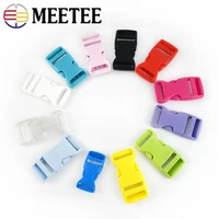 meetee 30pcs plastic release buckle 152025mm color hook clip safety pet collar for outdoor backpack belt luggage accessories