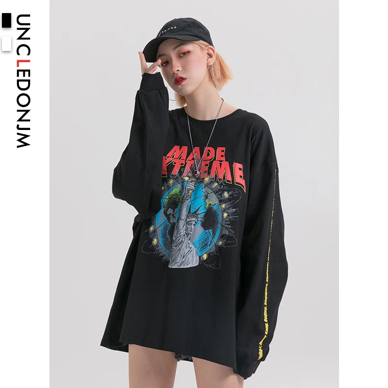 UNCLEDONJM NY футболки с принтом женские негабаритные весенние повседневные хлопковые