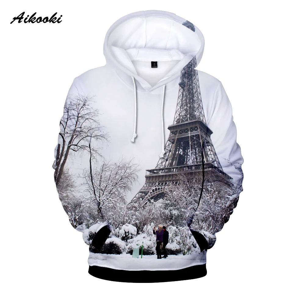 2019 New France Paris Eiffel Tower 3D Hoodies Men Women Fashion Print Sweatshirts Famous La Tour Winter Loose Hoodie | Мужская одежда