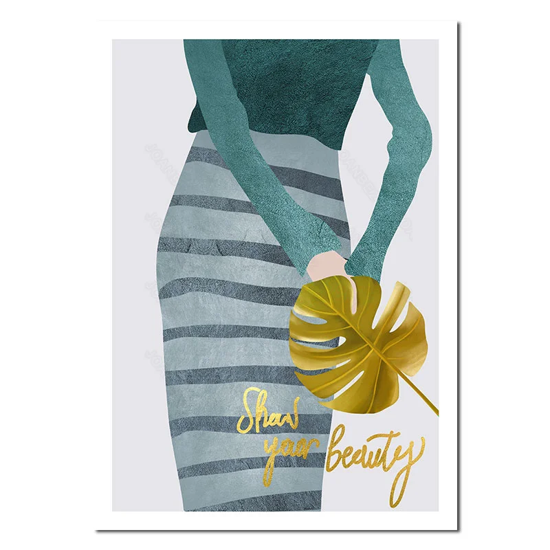 

Poster and Prints Bedroom Painted Figure Back with Leaves English European Style Canvas Background Poster 2 PCS Living Room Deco