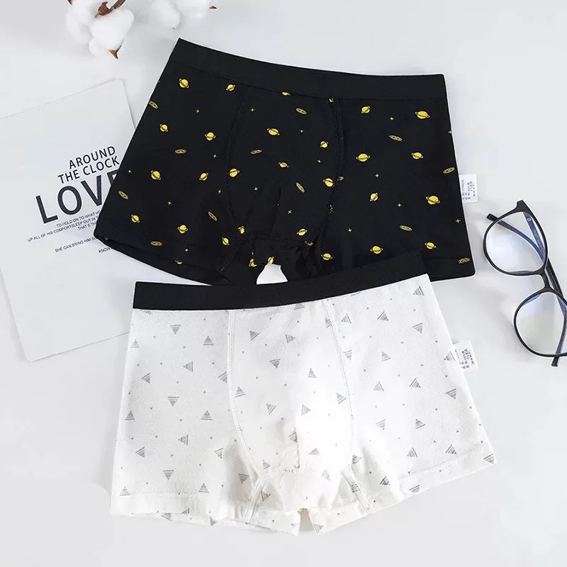 

2Pcs Lot 2 To 10 Years Boys Underwear Boxer Cartoon Design Kids Cotton Briefs Panties Soft Shorts Children's Clothing