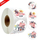 500 шт. милые наклейки в виде розовых цветов с рисунком животных, спасибо, подарок, украшение, конверт, этикетки для печати, скрапбукинг, канцелярские наклейки