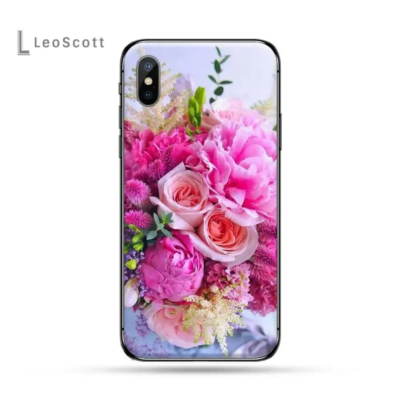 

Flower Pink Purple Peony Rose Phone Case for iPhone 11 12 pro XS MAX 8 7 6 6S Plus X 5S SE 2020 XR