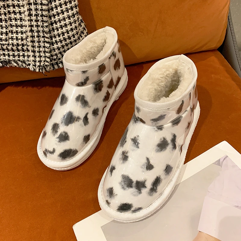 

Сетчатые красные ботинки с леопардовым принтом, новинка 2021, женские зимние плюшевые ботинки из хлопка, женские бархатные теплые низкие боти...