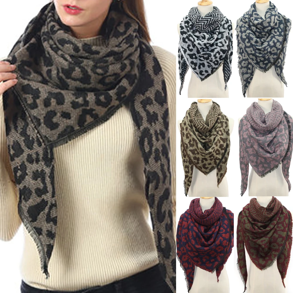

Female Scarves 2020 Women Scarf Shawel Winter Leopard Printed Triangle Scarf Warm Women Accessories