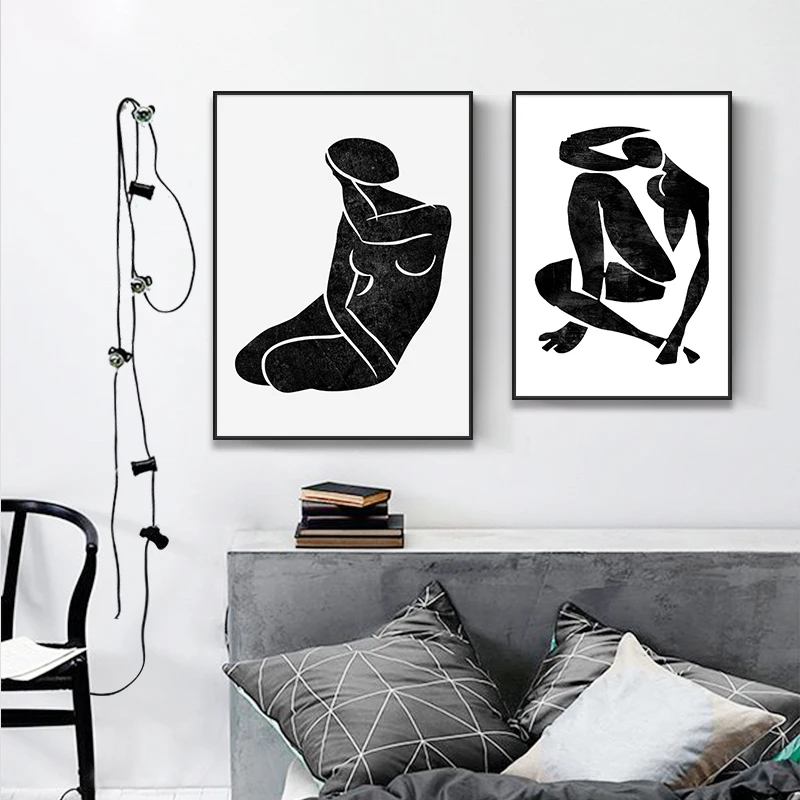 Matisse черно белая модная винтажная фигурка эскиз Картина на холсте Рисунок в стиле