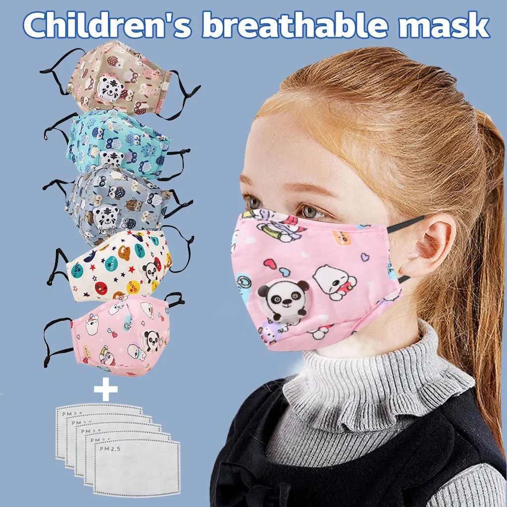 Детские уличные хлопковые маски для рта лица с принтом многоразовая