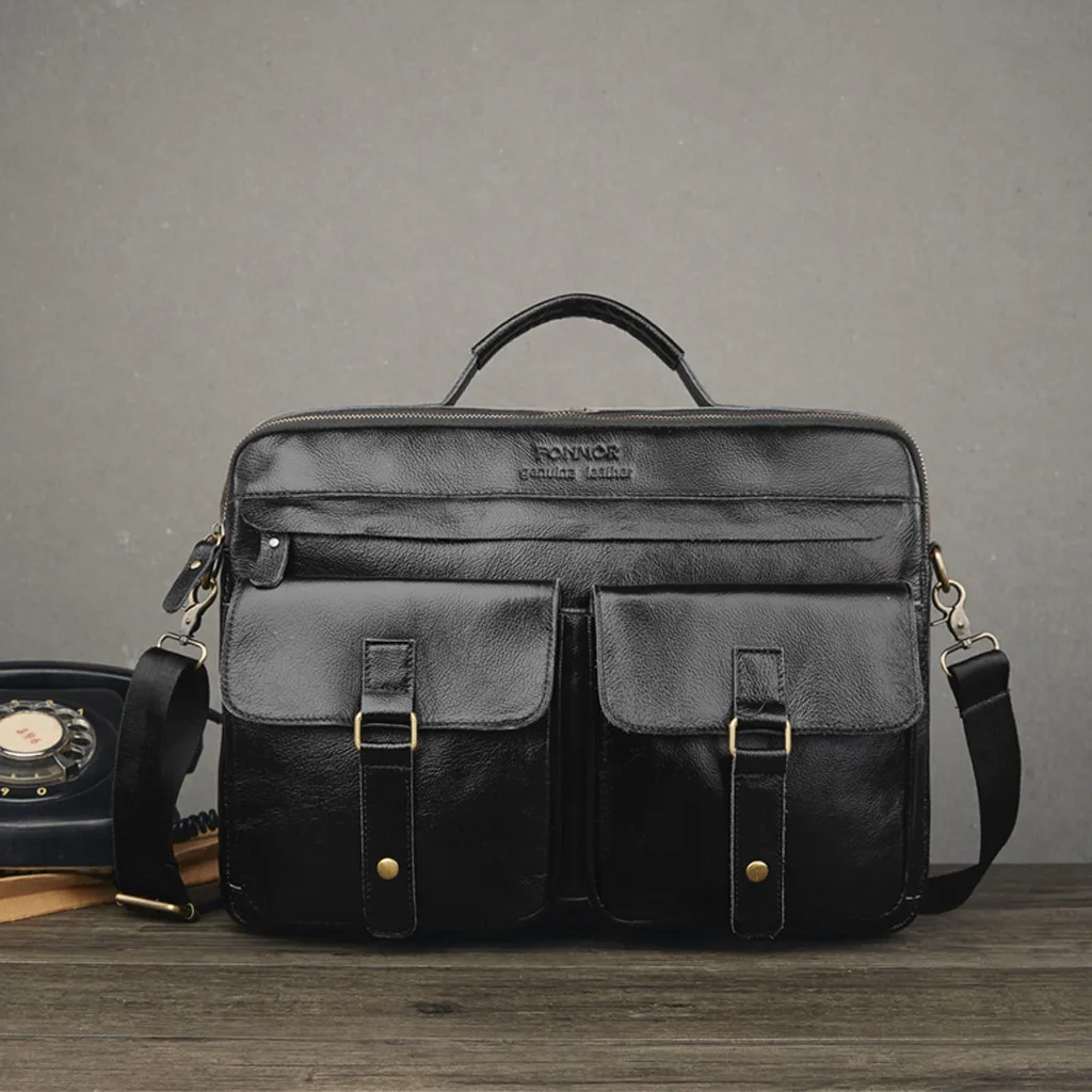 Мужские сумки-мессенджеры 2019 винтажная многослойная кожаная сумка на молнии