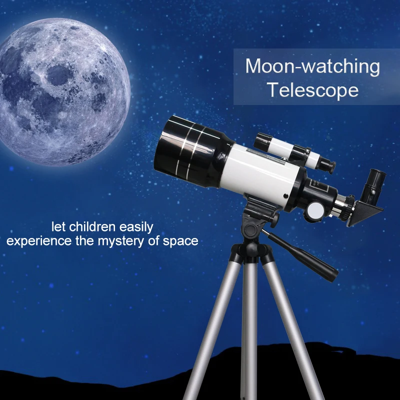 

Beginner Floor Astronomical Telescope 70mm Objective Lens Moon-watching Telescope with 39cm/125cm Foldable Tripod for Student