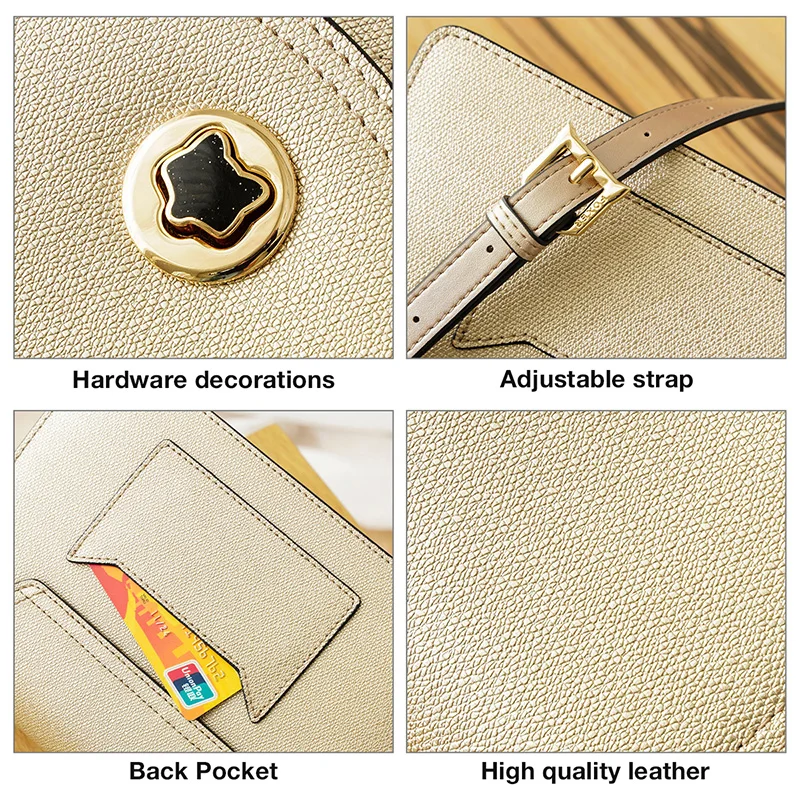 

FOXER Women Messenger Bags Chic Gold Ladies Evening Bag Stylish Shoulder Bags Leather Clutch Purse Female Luxury Armpit Bag