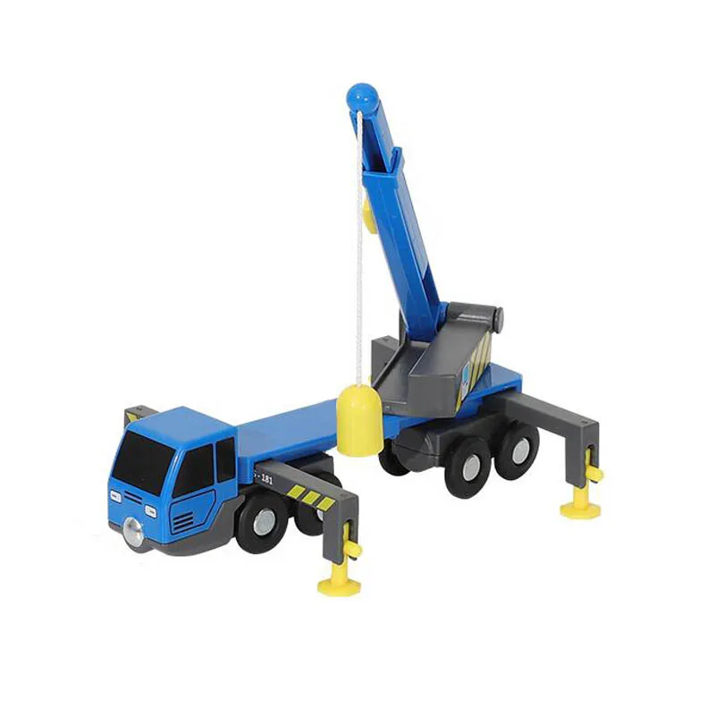 

Diecast Telescopic Boom Lifting Crane Inertia Hand Push Engineering Vehicle Compatible with Wooden Train Track Toys for Kids