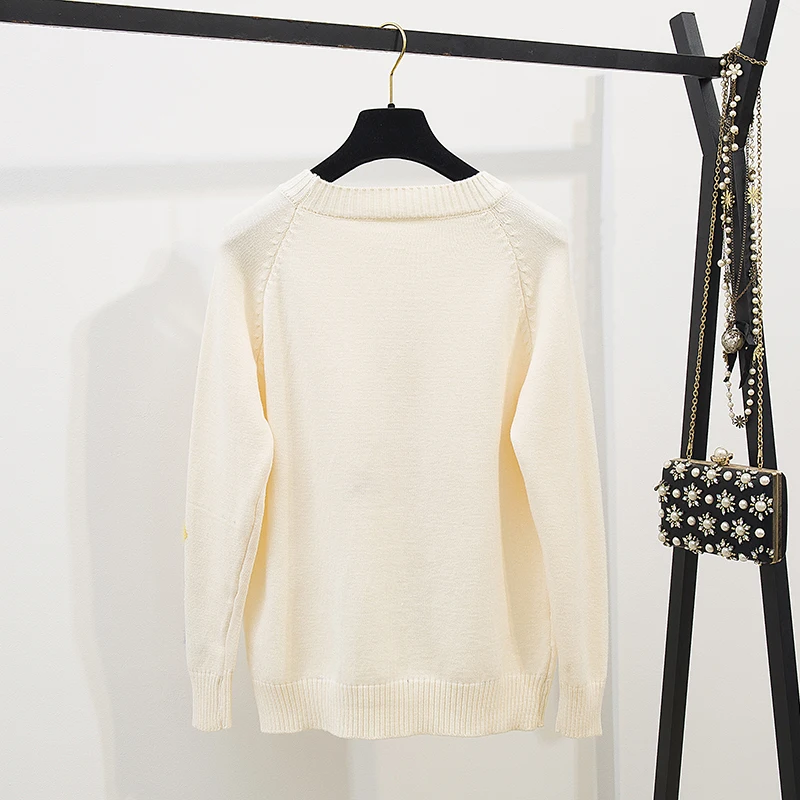 Women Design Jacquard Sweater Institute Style New Autumn Winter Korean Fashion Joker Loose Knitted Top PU Leather Shorts Sweet |