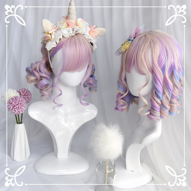 

Парик Dream pink в стиле Харадзюку, мягкий, Лолита, короткие волосы