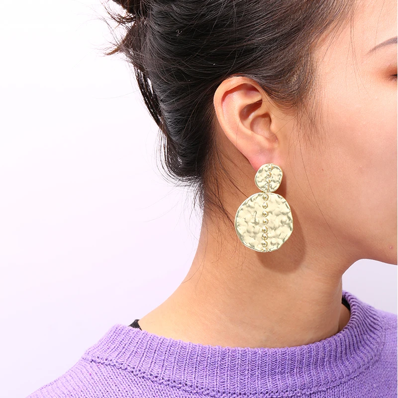 Женские круглые металлические серьги Badu золотые геометрические серьги-капельки