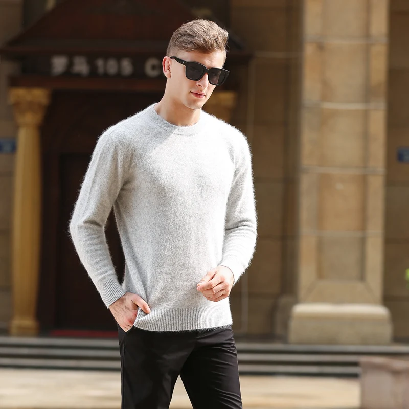 Мужской осенне зимний бархатный свитер ATTYYWS 100% вязаный Свободный Повседневный