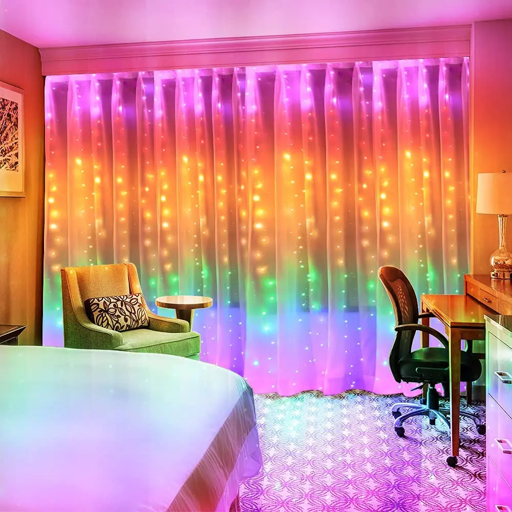 

LED Light String Rainbow Curtain Lights Garland Festoon Fairy Light String Twinkle Lamp For Christmas Wedding Bedroom Decoration