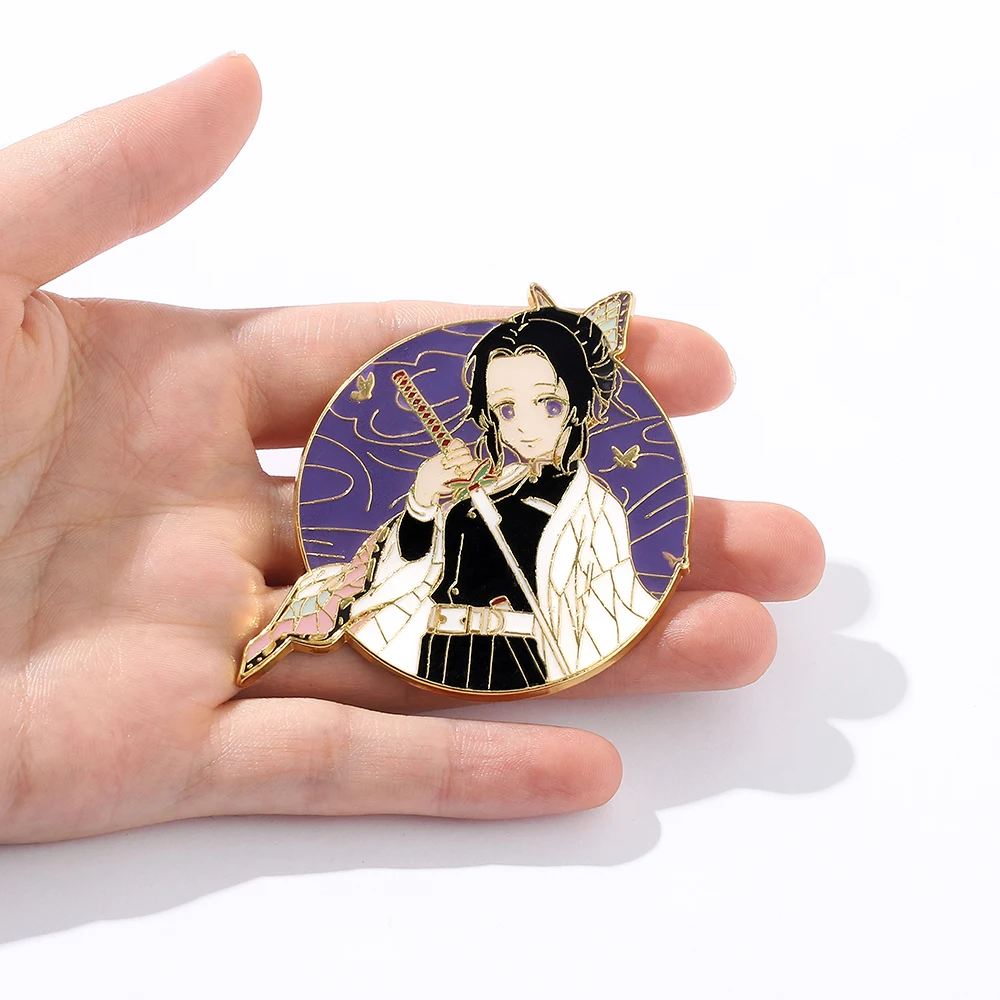 Японское аниме манга рассекающий демонов жесткие эмалевые значки брошь на