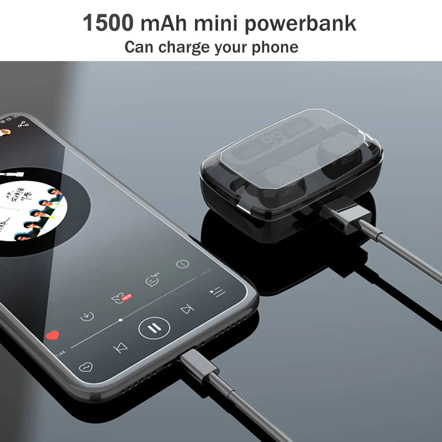 Bass Bluetooth наушники беспроводные TWS 5 0 мини с микрофоном зарядная коробка