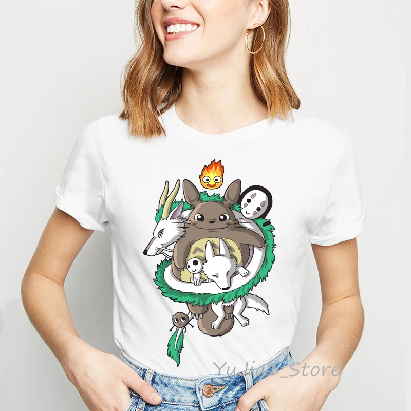 Футболка totoro Spirit Away Женская рубашка в стиле японского мультфильма аниме Миядзаки